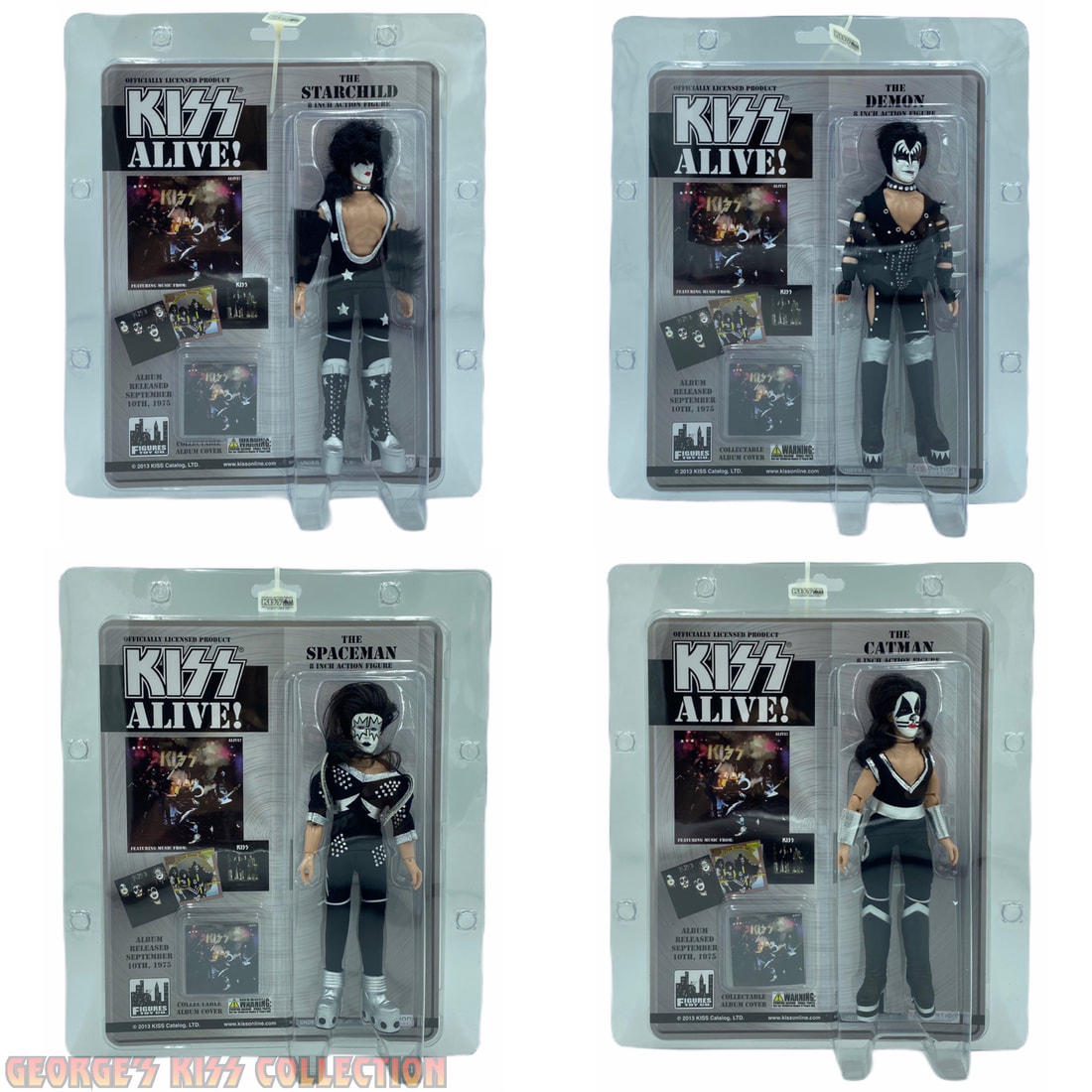Set of all 4 KISS 8 Inch Action Figures Dressed To Kill Throwback Series 